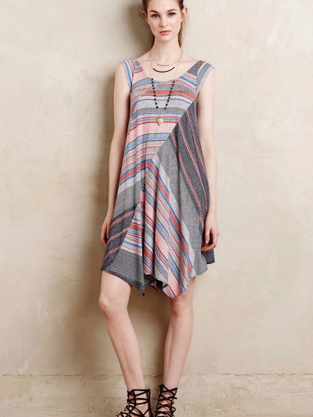 Anthropologie Weston Amaya A-Line Striped Knit Jersey Shift Dress size medium